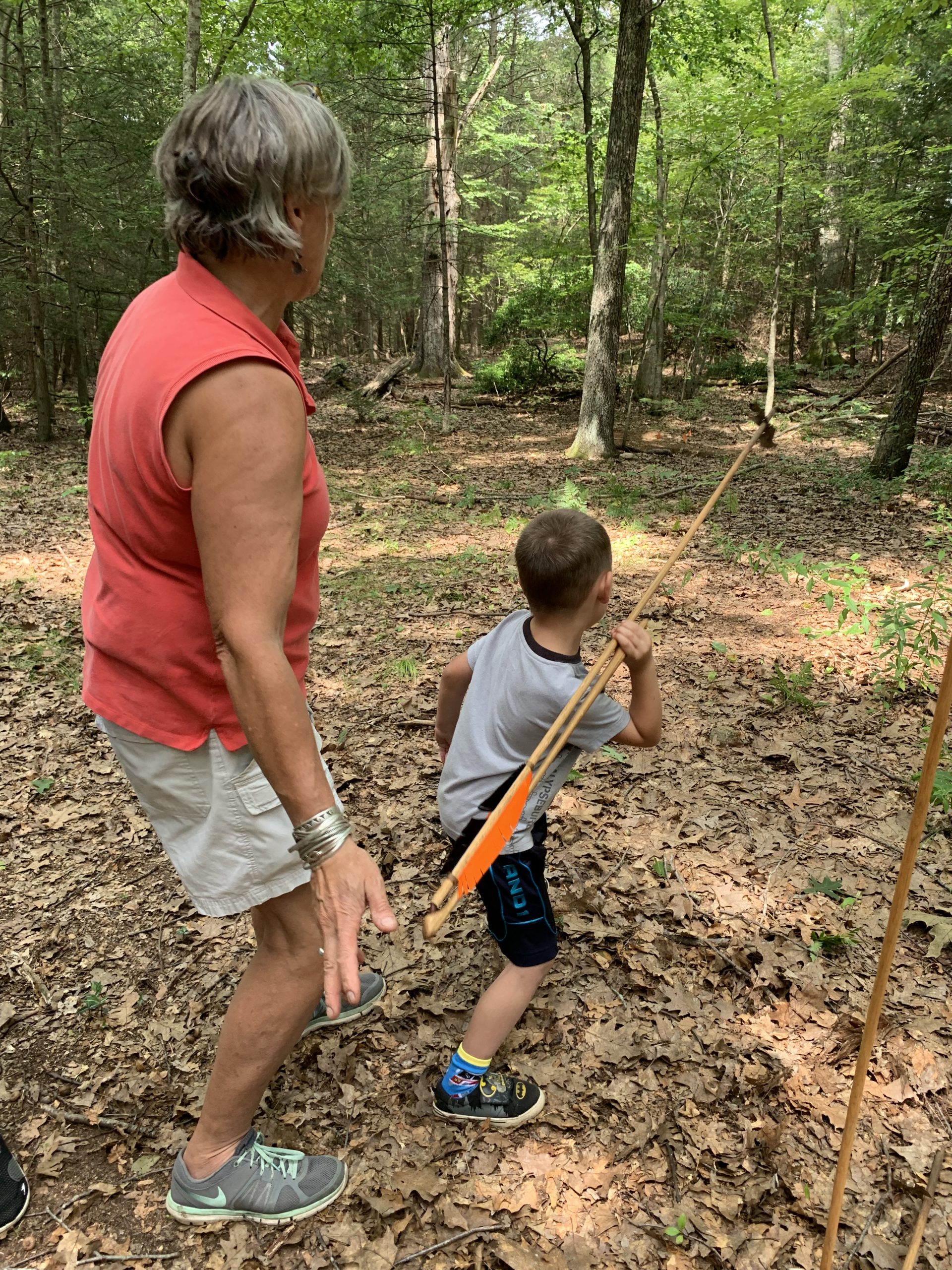 Atlatls 17 - (Hunting Big Foot_) Child using atlatl in the Connecticut woodlands