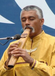 Hawk Henries playing handcrafted flute